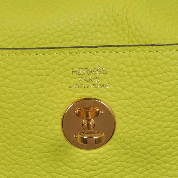 High Quality Replica Hermes Lindy 30CM Havanne Handbags 1057 Lemon Leather Golden Hardware - Click Image to Close